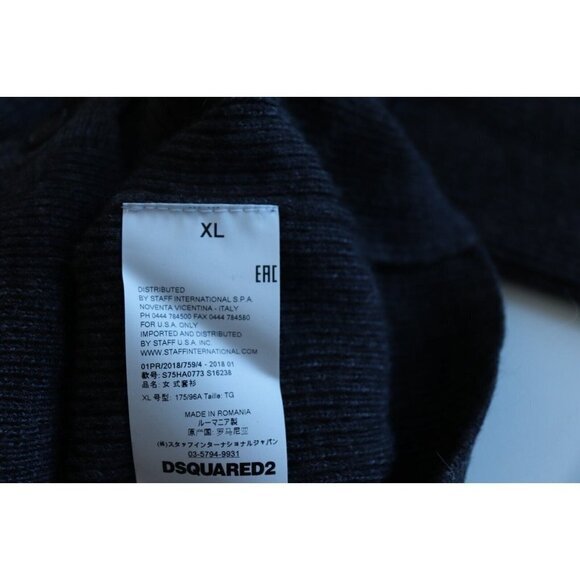 Dsquared2 Men Size XL Charcoal Gray Double Knit Crew Neck Cardigan Sweater Shirt - Picture 6 of 13